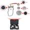 Kit of replacement seals with various adapters for leak testing, including U 90 adapter with chain and hose connection.