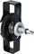 A black tensioner belt for vehicle engines, made of black plastic and metal components, with a screw mechanism.