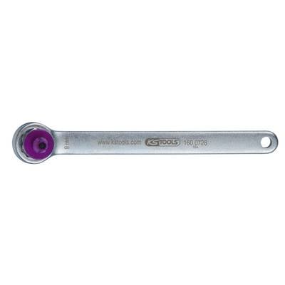 A silver spanners with a purple interior on one side. The engraving shows '160.0728' and 'www.kstools.com'.