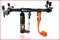 A black engine hoist by KS Tools with an orange strap, suitable for motor repairs. The hoist is sturdy and adjustable.