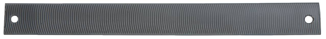 A rectangular, corrugated metal sheet with two holes at the ends. Suitable for fastening or as a mounting bracket.