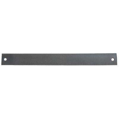 A rectangular, corrugated metal sheet with two holes at the ends. Suitable for fastening or as a mounting bracket.