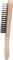 Wire brush with wooden handle and black, stiff bristles, commonly used for heavy-duty cleaning or metalwork.