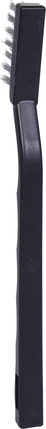 Black cleaning brush with steel wire bristles, suitable for removing dirt and rust from metal surfaces.