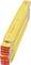 A yellow wooden folding ruler, partially extended, with red ends. Markings in centimetres and inches are visible.