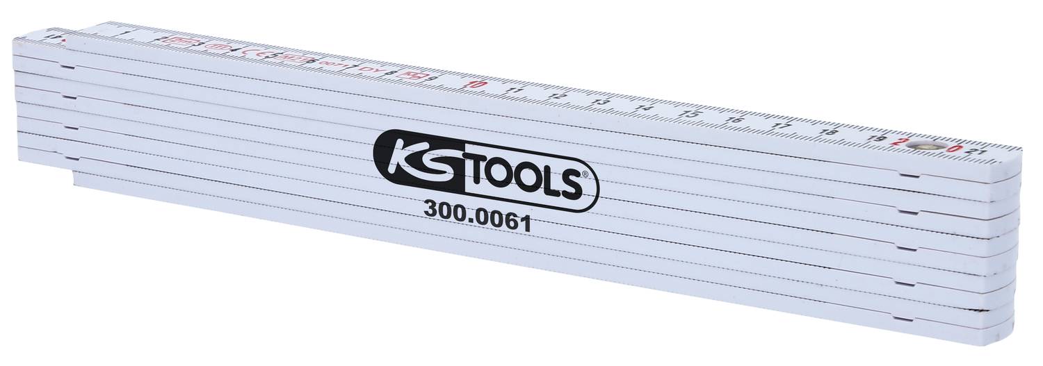 A white folding ruler by KS Tools with the number 300.0061, lying flat on a surface.