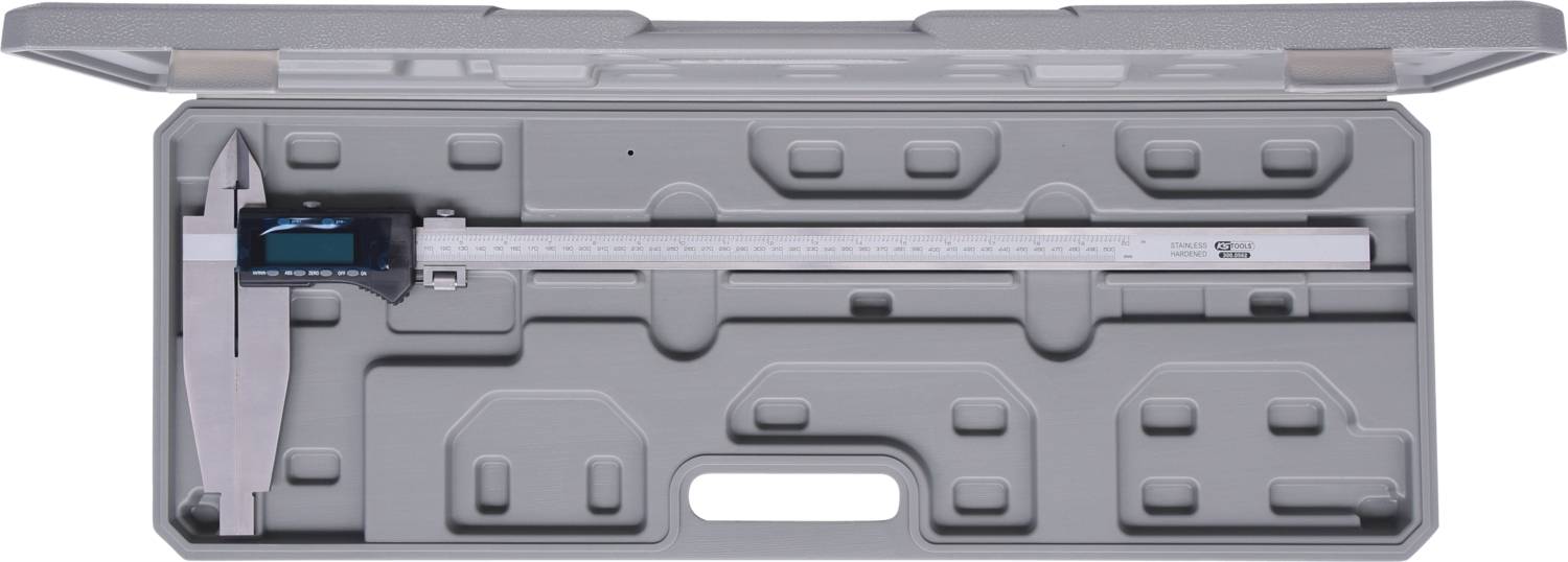 Digital calliper in a storage case. Ideal for precise measurements in workshops or laboratories.