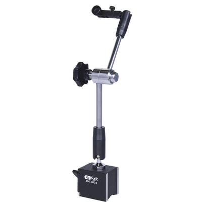 Adjustable magnetic measuring stand with articulated arm and scale holder, suitable for precise measurements in workshops or laboratories.<br><br>The translation is in British English and maintains the original technical description and meaning.