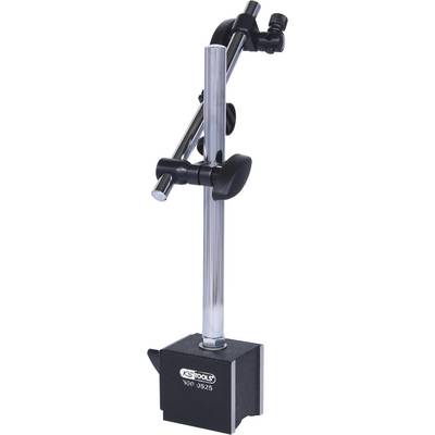 Magnetic dial gauge holder with adjustable arm and strong magnetic base. Ideal for precise positioning of measuring instruments.