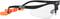 Safety glasses with clear lenses, black frames and orange earplugs on a lanyard. Ideal for working in noisy environments.
