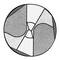 Circular pie chart with five sectors; differently shaded. Shows no specific data or labels.