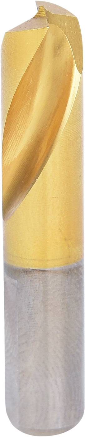 Metal drill bit made of steel with a yellow coating and a spiral point, suitable for drilling into various materials.
