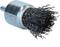 Wire brush attachment with twisted bristles for drill machines, suitable for cleaning metal surfaces.