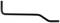 A black metal Allen key, slightly curved, is lying on a white background. A side view is shown.
