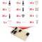 A box with various plastic fixings: 15 black expansion rivets, 25 black pin clips, 10 white holding clips and others, each with quantity.