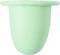 A single green rubber stopper against a white background.