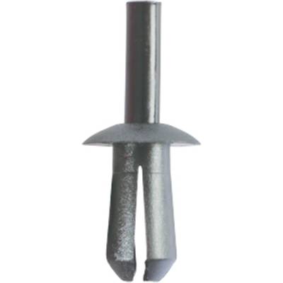 A black plastic wall plug with a round cap and two flexible shaft arms that taper downwards.