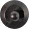Black, conical plastic screw cover with a smooth surface, viewed from above.