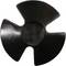 A black metal valve with four rounded wings, symmetrically arranged.