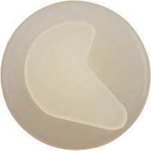 A simple, cream-coloured, round tray with a half-moon pattern in the centre.