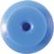 Blue round plastic button with a central hole.