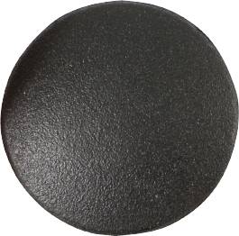 A black, flat, round button or switch, possibly for an electronic device or control panel.
