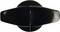 A black, rectangular, flat object in the centre of a circular background, viewed from above.