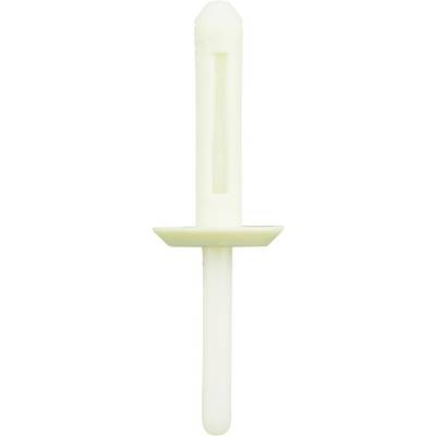 A white, rod-shaped plastic tool with a flat edge and handle, possibly a spatula or scraper.