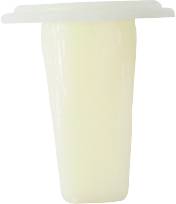 A transparent white plastic container with a lid, possibly for portioning liquids or food.