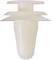 A white plastic stopper with two broad flat rings around a conical body. Used for sealing or fastening.