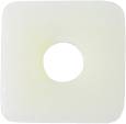 White square foam disc with a round hole in the centre, against a white background.