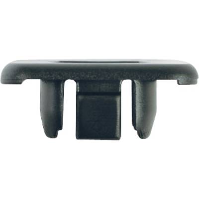 A black, rectangular plastic clip with two side attachment tabs and a square central section.