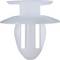 A white plastic connector piece commonly used in constructions or assemblies. It has a flat cap and a cylindrical base.