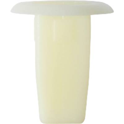 A light beige plastic stopper with a wide, flat rim, primarily used for sealing or protective applications.
