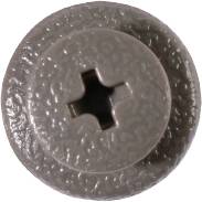 Grey, round Lego button with cross-head holes in the centre.