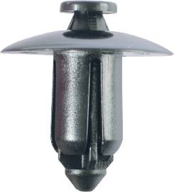 A black plastic fixing clip, specifically shaped for securing interior trim panels in vehicles.