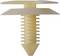 Hellish brown plastic wall plug with a fluted shaft and flat head. Used for fixing in building materials.
