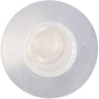 A translucent, round object with a frosted edge and a clear centre, similar to a flat glass lid.