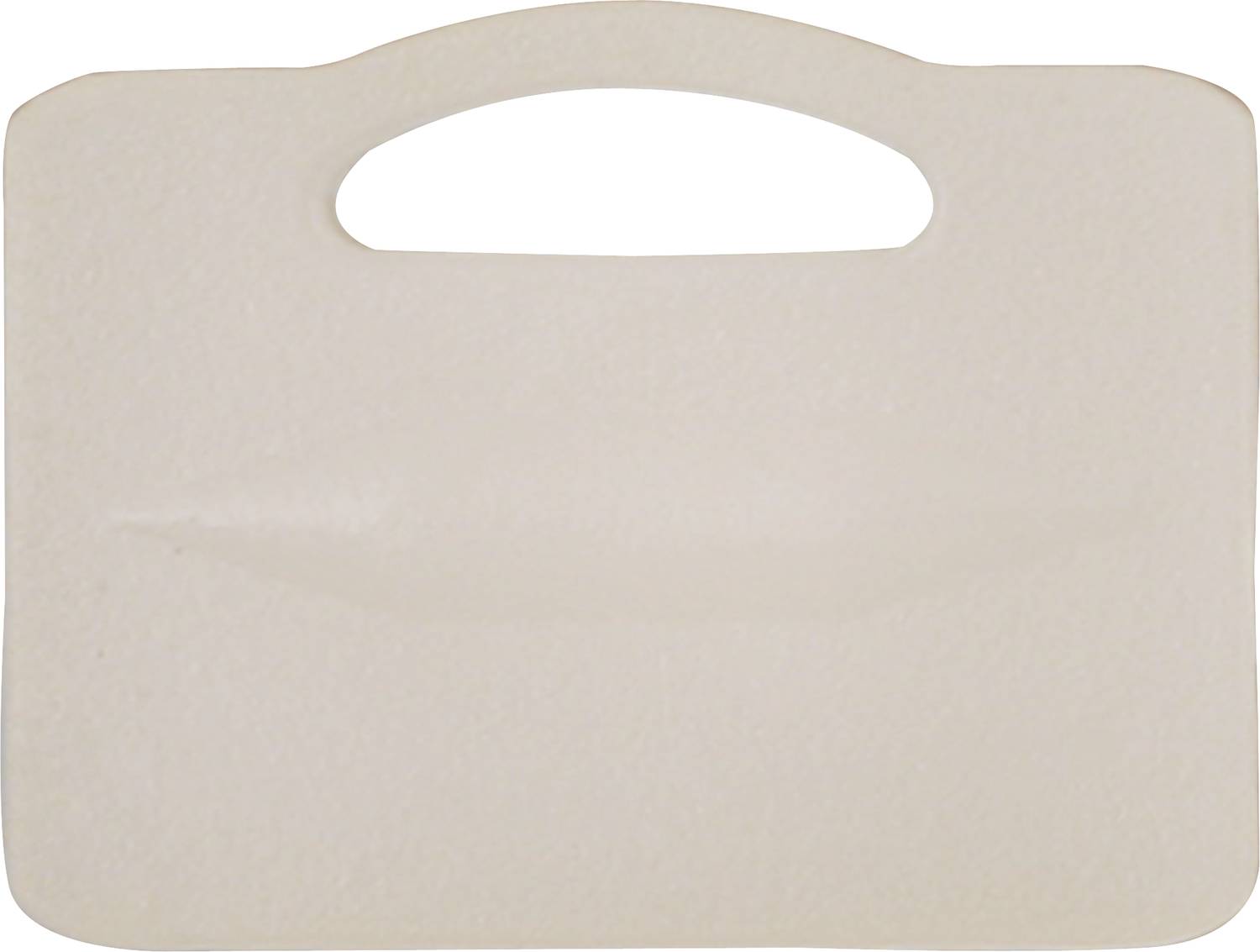 A plain, rectangular chopping board with a handle, white, flat surface.