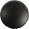 A round, black button made of smooth material.