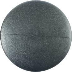 Circular, matte, grey surface.