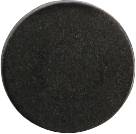 Black puck on a white background, typical equipment for ice hockey matches.