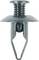 'Plastic rivets with screw thread and flat head, used for securing body panels or covers in vehicle construction.'