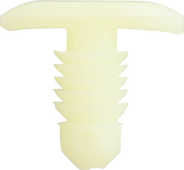 Plastic wall plugs in screw form, white and cylindrical, with multiple grooves, suitable for wall or ceiling fixings.