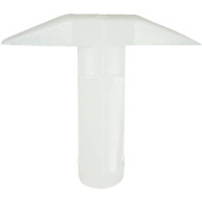 A white, T-shaped plastic wall plug.