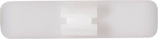 A white, rectangular, smooth object with rounded corners, with a narrow, raised structure in the centre.