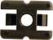 Metal clip with a central hole and four rounded corners, black. Used for fixing or mounting in various applications.