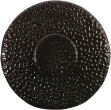 A rounded, dark-structured surface that potentially belongs to a decorative object or ceramic tile.