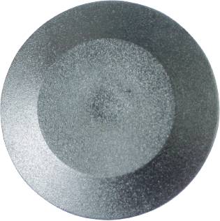 Grey, round circle with a textured surface, possibly a flat button or a casing cover.