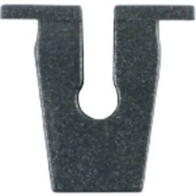 Image of a U-shaped metal clip, viewed from the front.